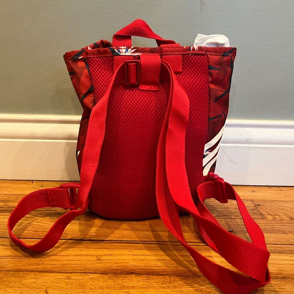 adidas Originals Mini Bucket Backpack - Red Bird of Paradise Floral Trefoil Bag - Picture 5 of 7